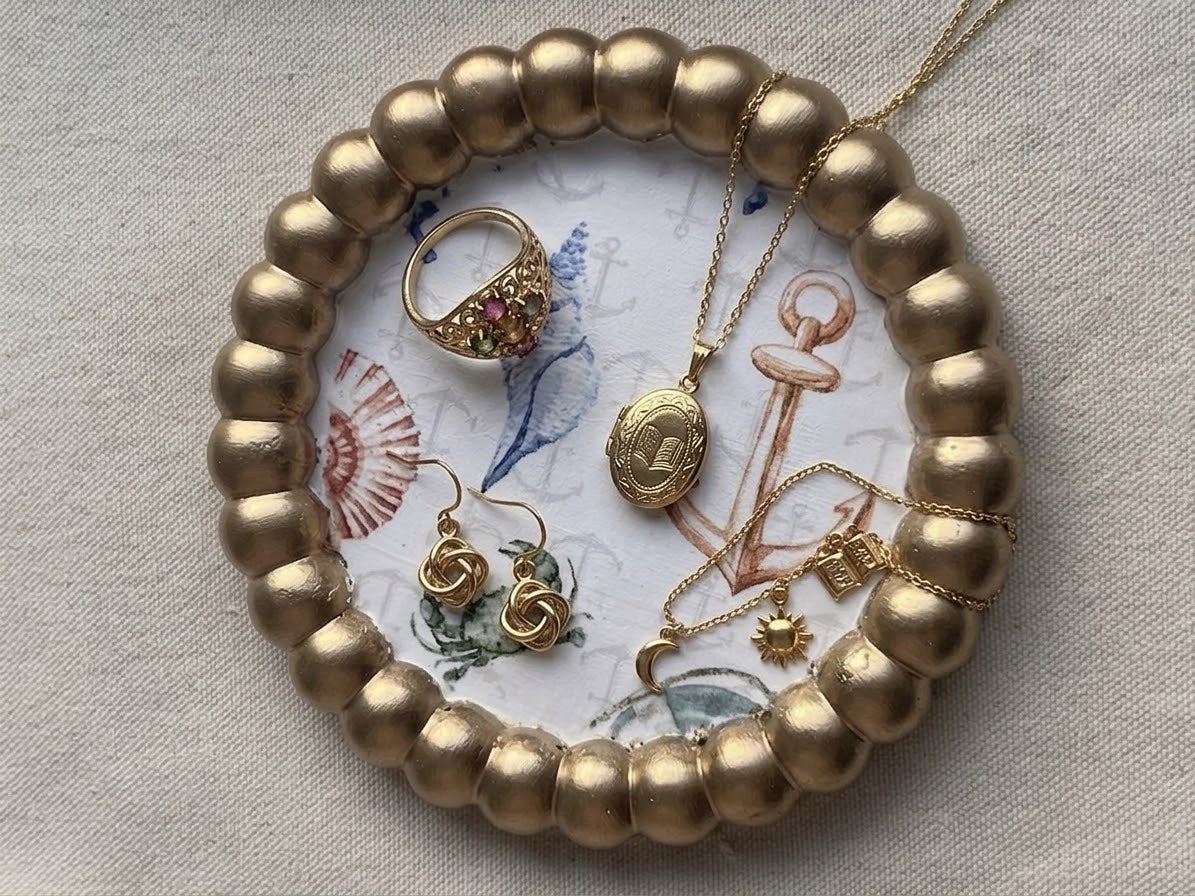 Coastal beaded trinket dish