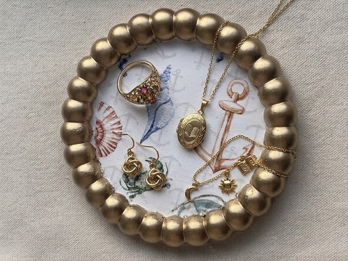 Coastal beaded trinket dish